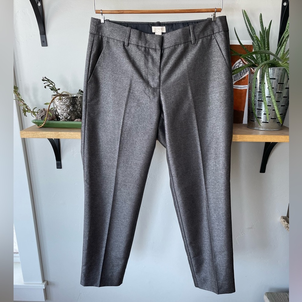 J. Crew Gunmetal Gray Silver Crop Straight Leg Trouser Dress Pant Size 4 NWOT
